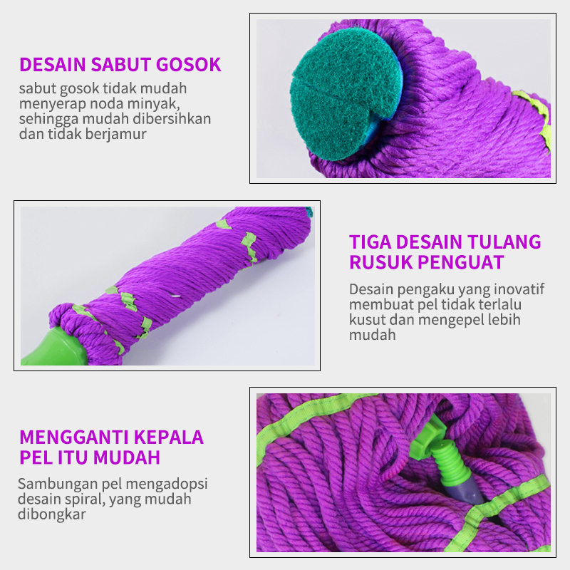 Alat Pel Lantai Putar Otomatis Magic Twist Mop Alat Pel Lantai Peras Otomatis BCT3903