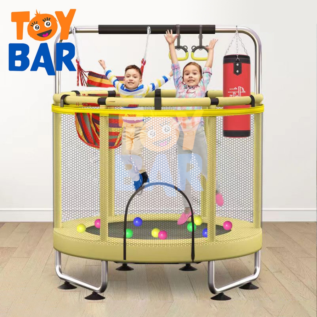 Trampolin Anak Premium Mainan Viral 140cm Beban Maksimal 300kg  Mainan Rekomendasi Untuk Anak Olahra