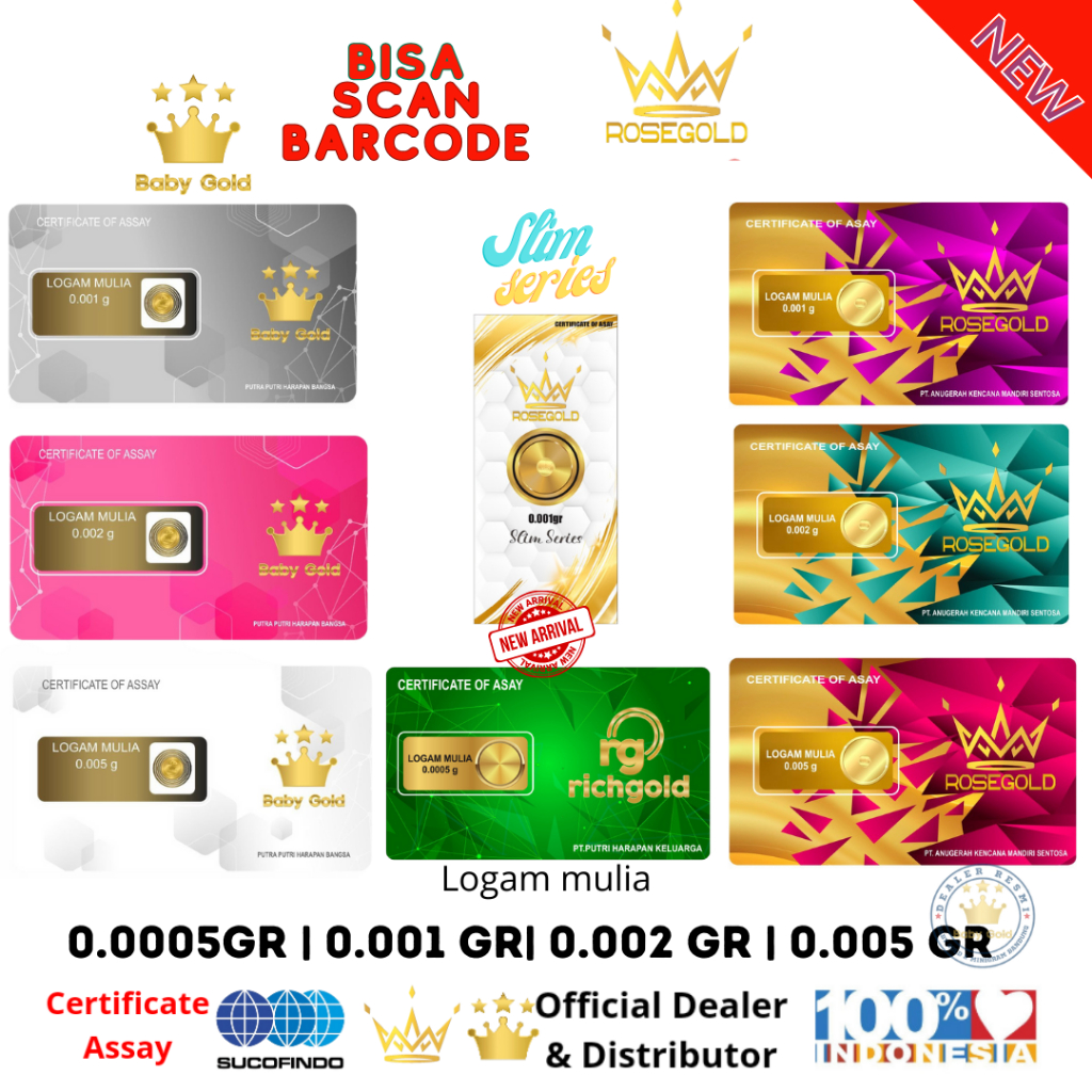 BABY GOLD / ROSE GOLD Logam Mulia Emas Mini 0.001gr / 0.002 gr/ 0.005 gr