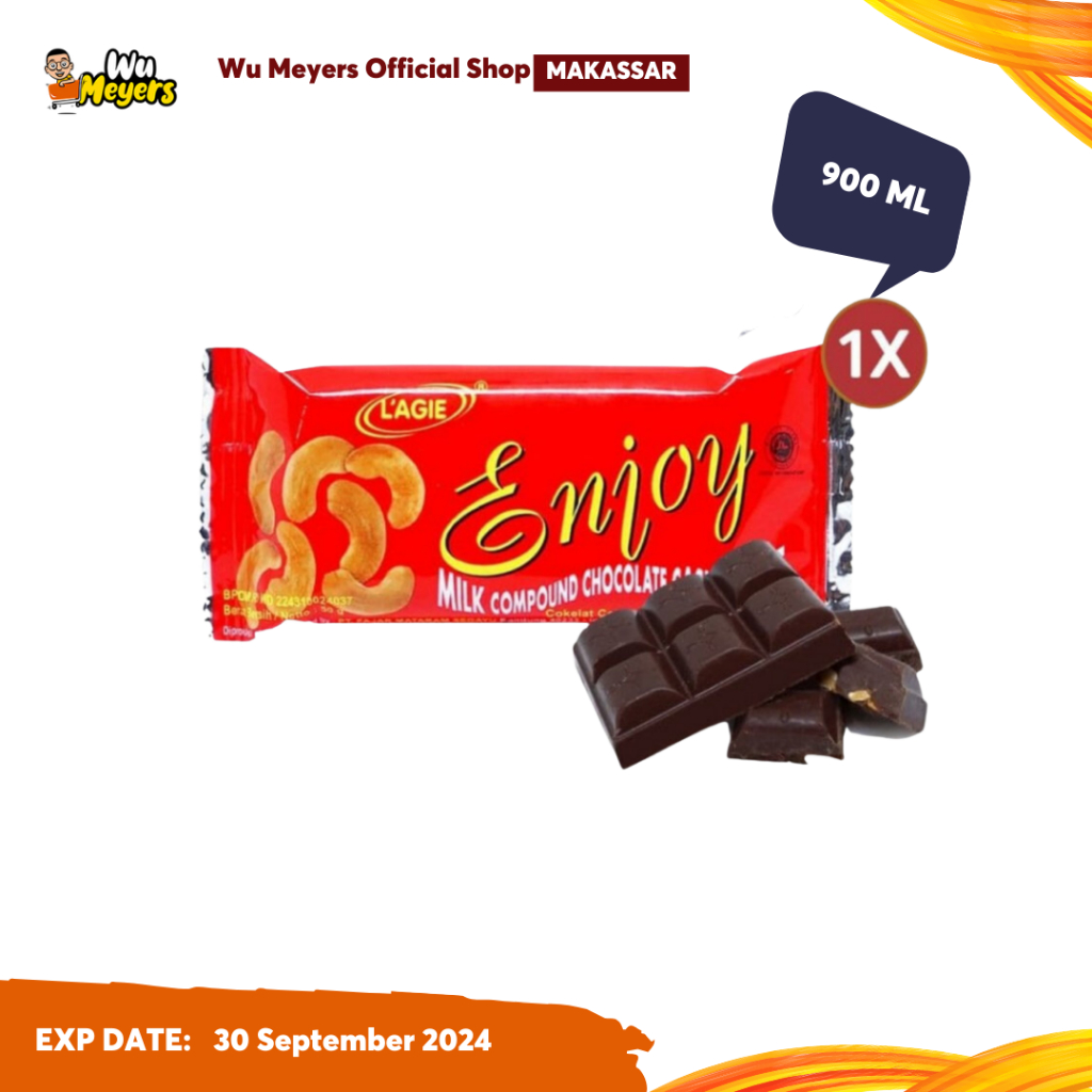 

L'agie Enjoy Cashew Nut Coklat Susu Isi Kacang Mede 50g (1 box 20pcs) - Wu Meyers Makassar