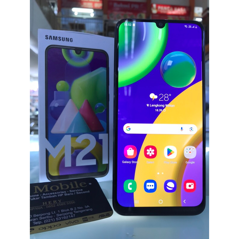 SAMSUNG Galaxy M21 RAM 4GB 64GB - BLACK - SECOND MULUS - FULLSET ORI - EX. GRS SEIN