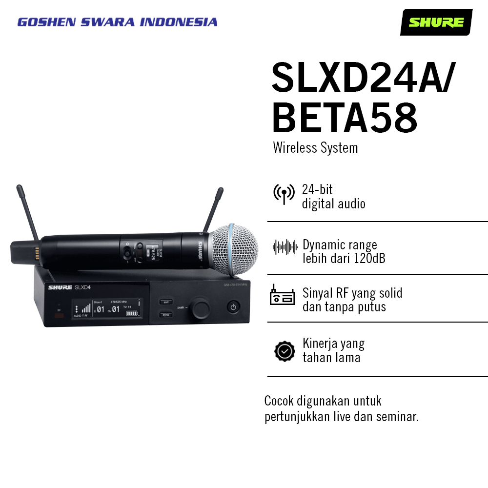 SHURE SLXD24A/B58 Digital Wireless Handheld w/Beta58