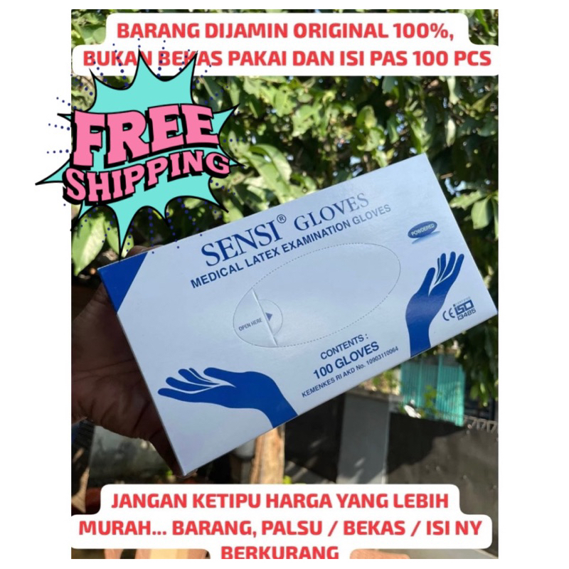 Sarung Tangan Latex Powdered Sensi isi 100 S,M,L Lengkap Arista Latindo