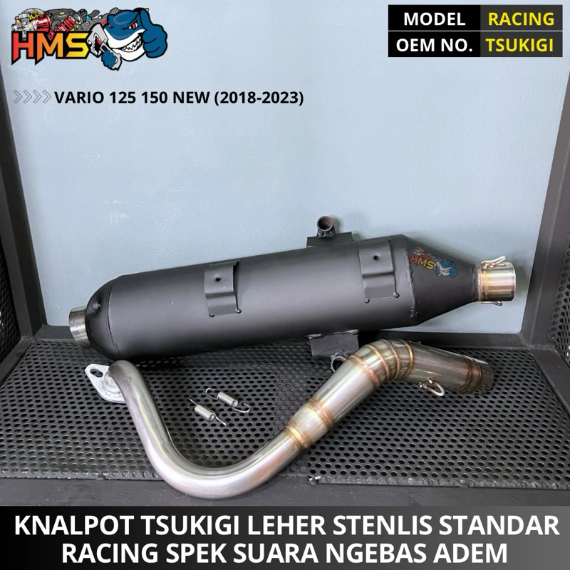 KNALPOT TSUKIGI VARIO 150 125 NEW LED 2018 2019 2020 2021 2022 2023 LEHER STENLIS SUARA ADEM NGEBAS 