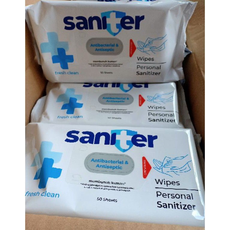 ✨ Tisue Basah Saniter Antiseptic & Antibacterial Wipes 50s/Tissue Basah Saniter