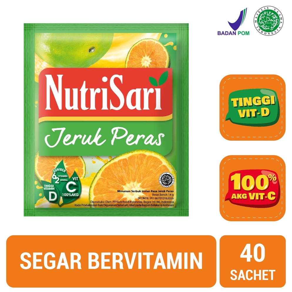 

GROSIR ✅ NutriSari Jeruk Peras 40 sachet - Minuman Buah Vitamin C