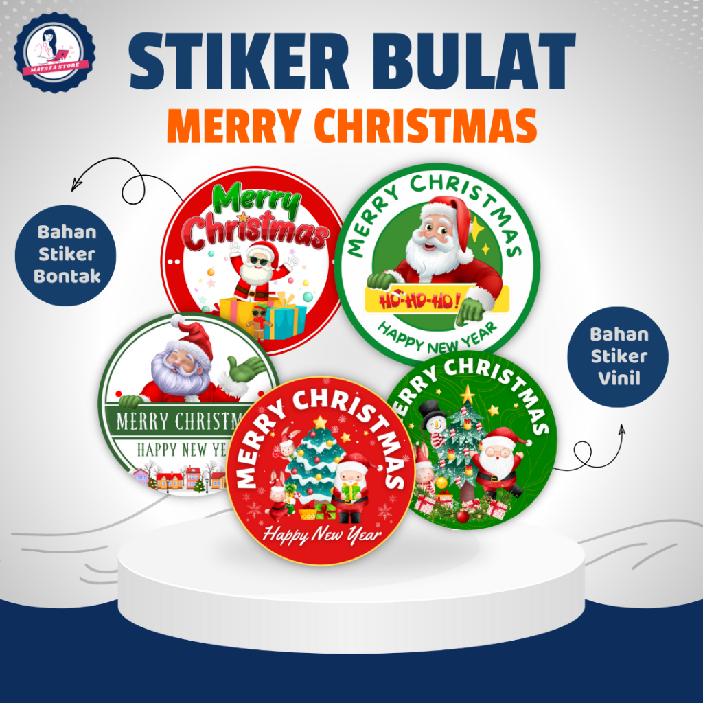 

Stiker bulat Merry christmas / Sticker toples natal / Label kue natal custom makanan cake / Label kemasan