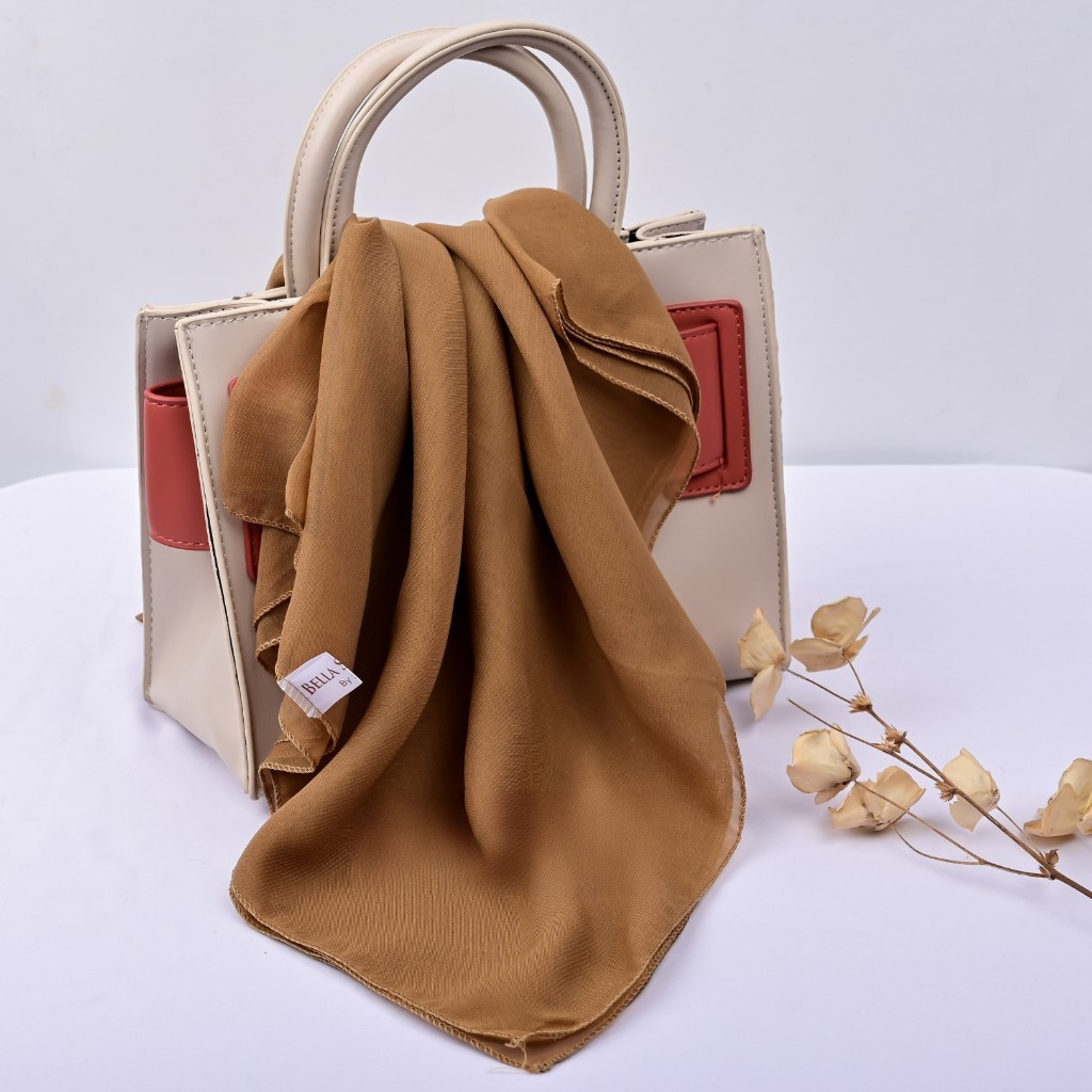 [JAHIT TEPI] Hijab Bella Square Premium Anti Letoy 115cm x 115cm | Jilbab Segiempat Polos | Kerudung