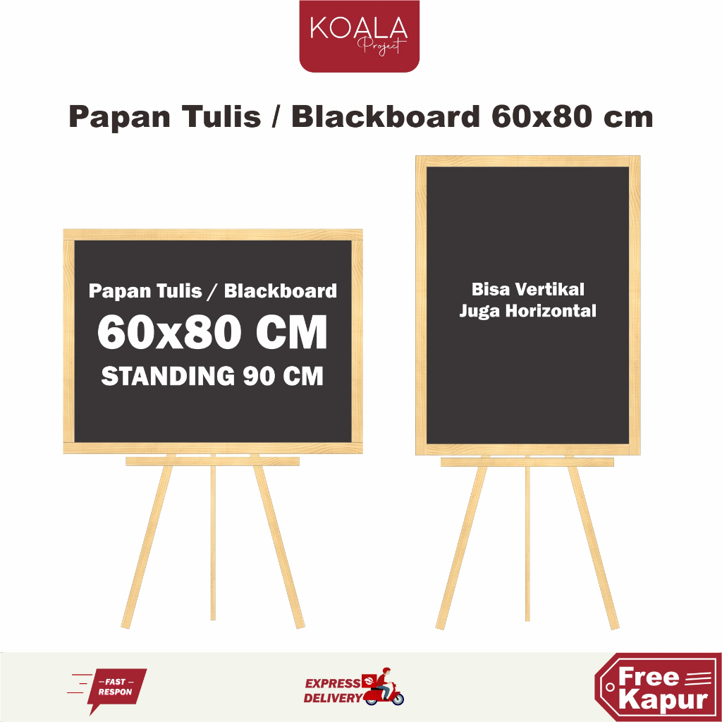 

PAPAN TULIS KAPUR HITAM BLACKBOARD CHALKBOARD 60x80 CM STANDING 100 CM