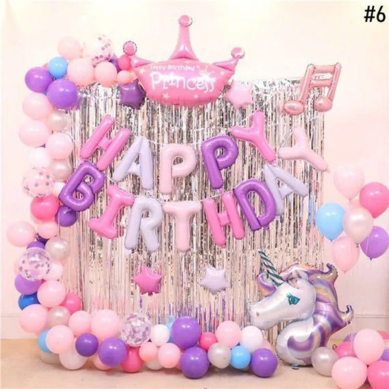 paket dekorasi ulang tahun anak tema unicorn
