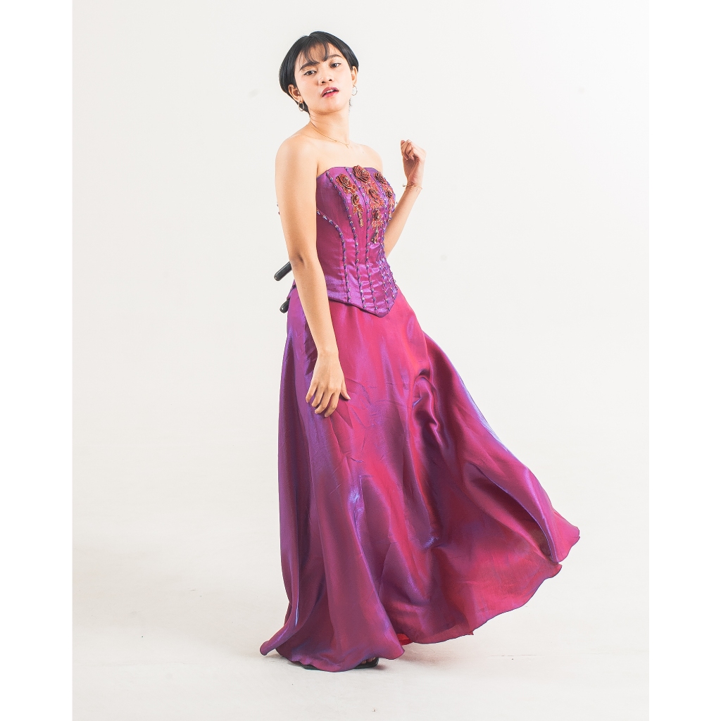 Gaun pesta Dress merah maroon wanita Joand Fashion