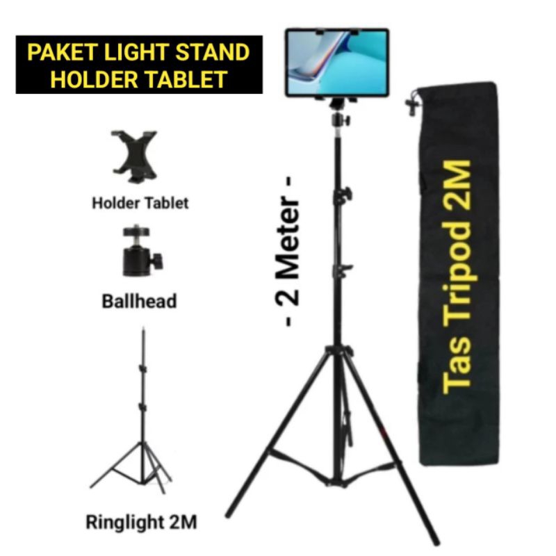 PAKET LIGHT STAND HOLDER TABLET IPAD TAB HOLDER UNIVERSAL