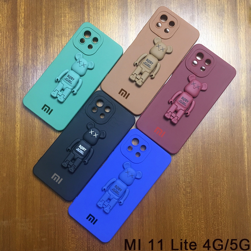Holder SoftCase Xiaomi MI 11 Lite 11X Pro 11i 4G 5G Casing Stand Bentuk Beruang Penyangga Hp Soft Ca