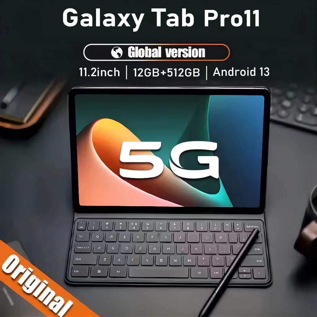 【Bisa COD】Tablet PC Asli Baru Galaxy Tab Pro11 12GB+512GB Tablet Android 11.2inch Layar Full Screen Layar Besar Wifi 5G Dual SIM Tablet Untuk Anak Belajar hp tablet tab advan Tablet Gaming kantor Tablet Murah tablet murah