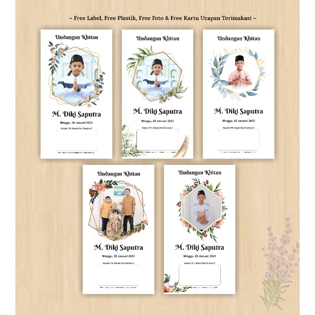 Undangan Khitan/Khitanan Brief Card 150 Gsm Free Foto