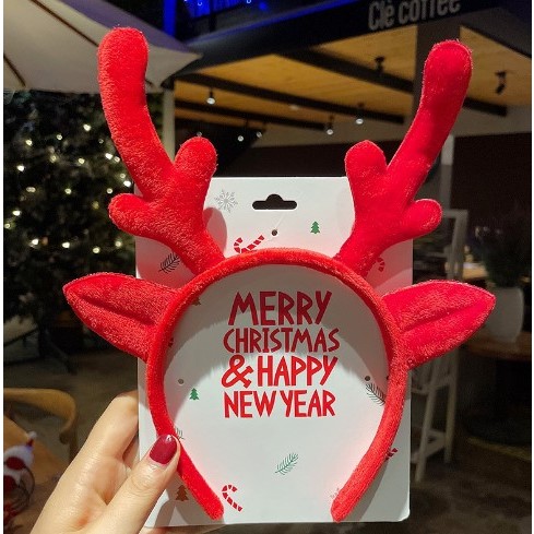 bando hiasan natal tanduk rusa merah besar