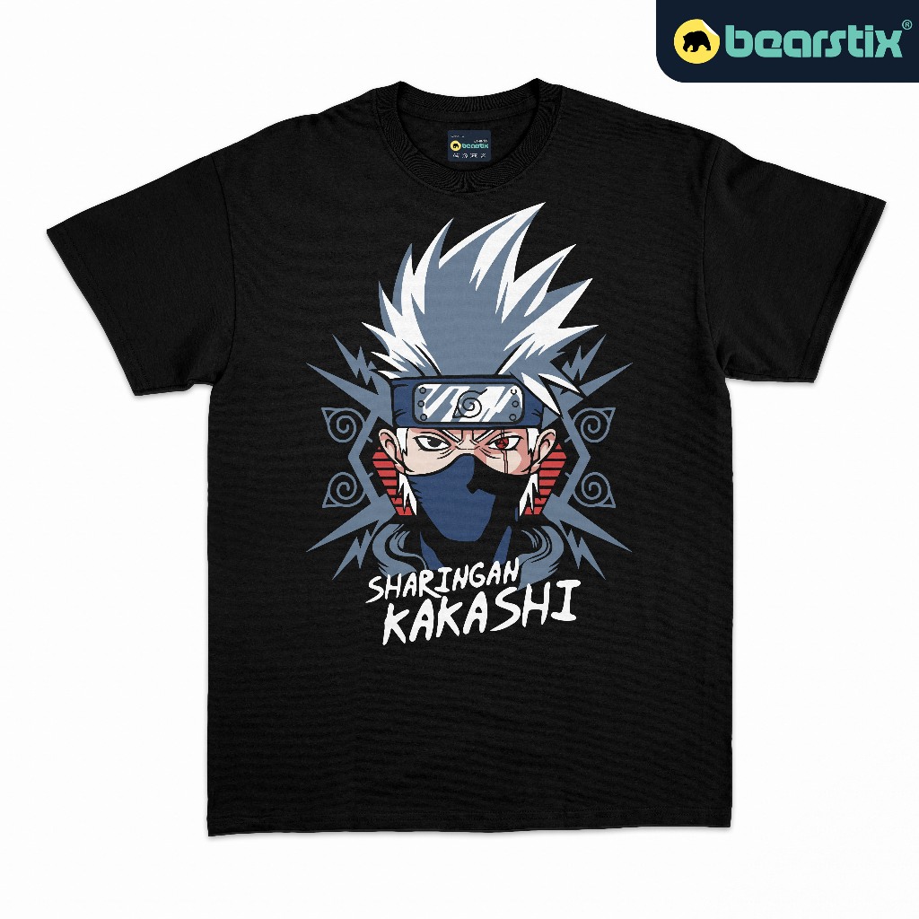 BEARSTIX - Tshirt Sharingan Kakashi - Kaos Naruto Shippuden - Baju Anime Streetwear - Tshirt Anbu - 