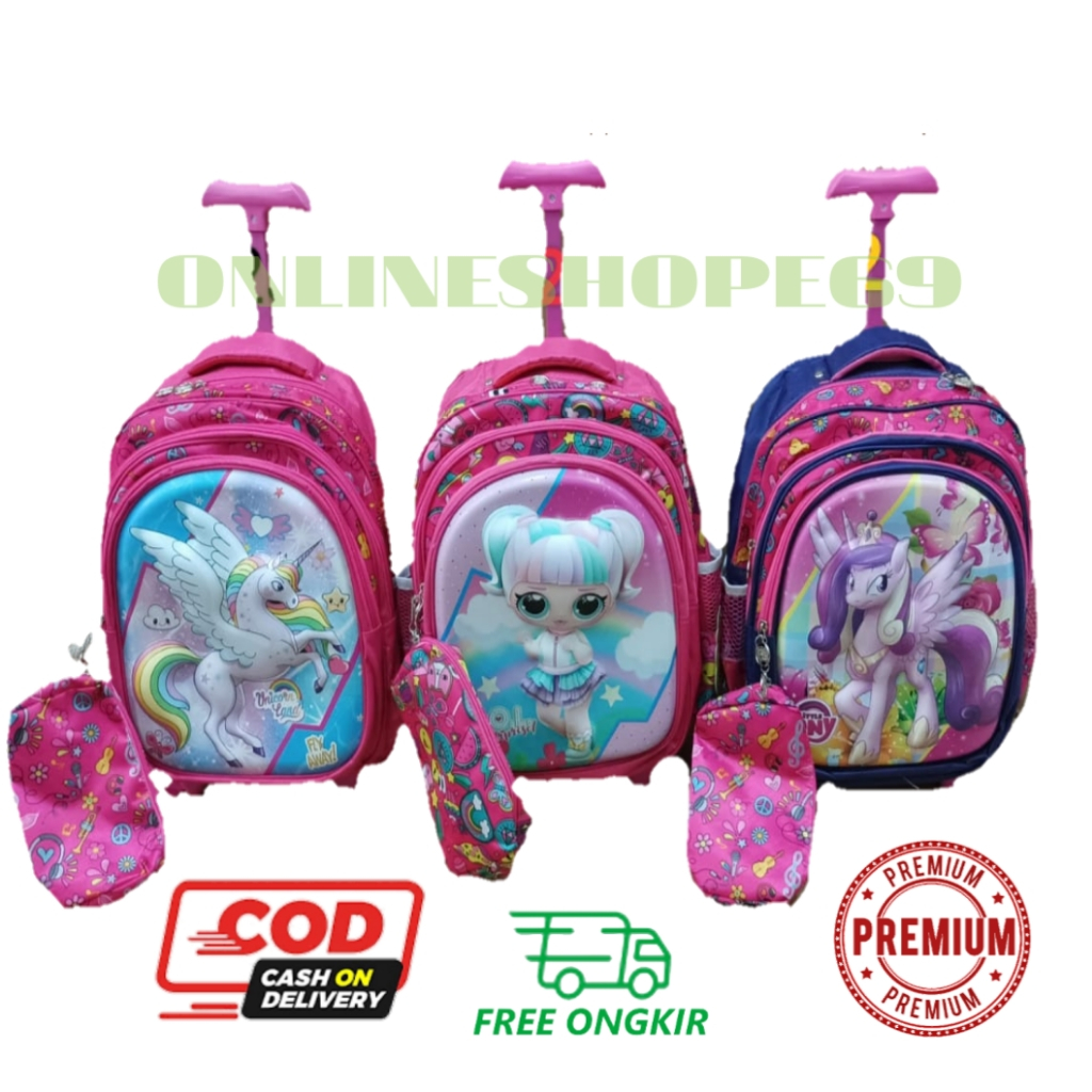 Ransel Troli Anak, Tas Anak Troli, Tas Troli Bahan Timbul, Tas Troli Premium, Tas Anak