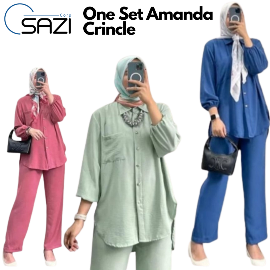 One Set Amanda Crinkle / One Set Crinkle / Setelan Krinkel Wanita Kekinian Busui