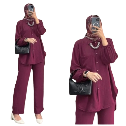 One Set Amanda Crinkle / One Set Crinkle / Setelan Krinkel Wanita Kekinian Busui