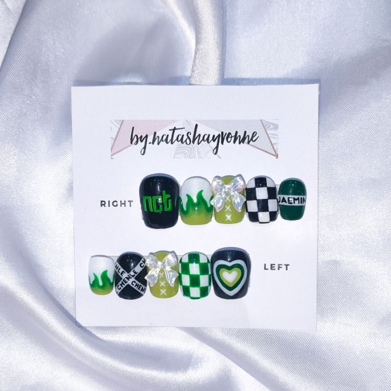 NCT green press-on nails nailart fake nails
