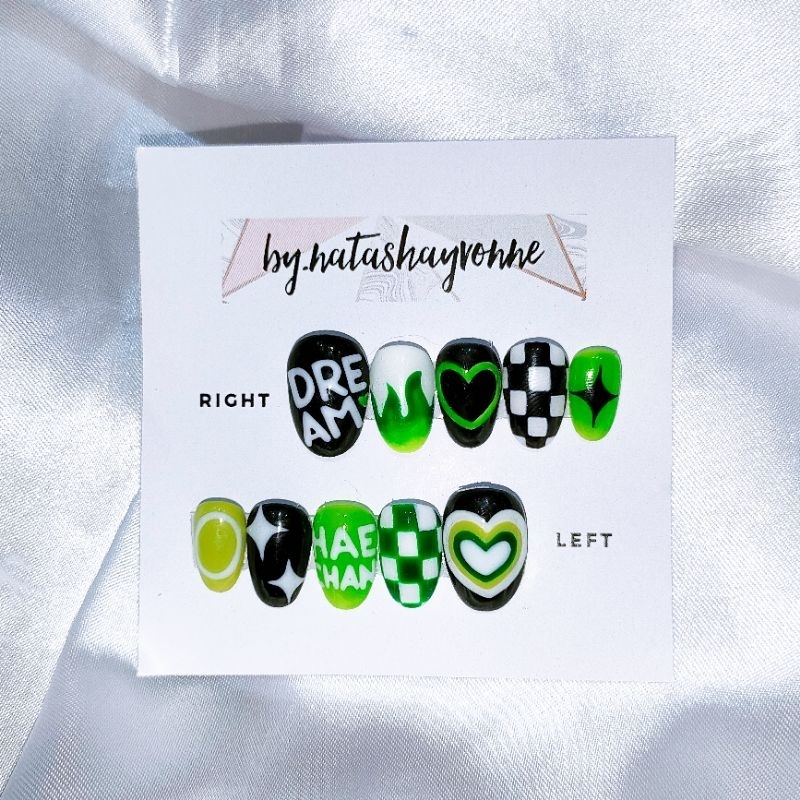 NCT green press-on nails nailart fake nails