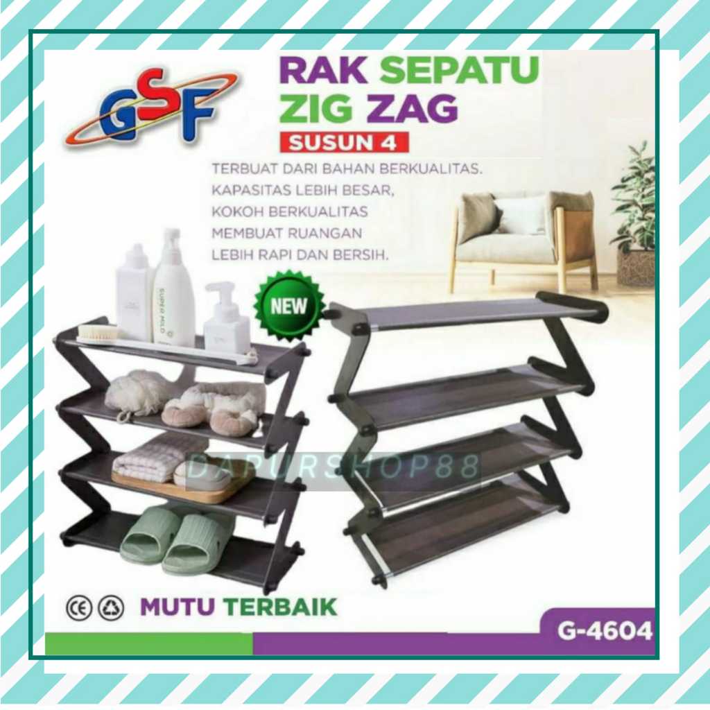 RAK SEPATU GSF G-4604 / RAK SEPATU ZIG ZAG SUSUN 4 GSF 4604 / RAK TEMPAT SEPATU SANDAL SENDAL SUSUN 