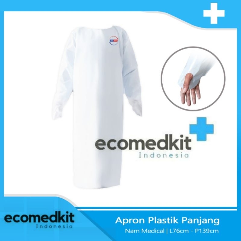 Apron Medis Lengan Panjang | Celemek Plastik Sekali Pakai