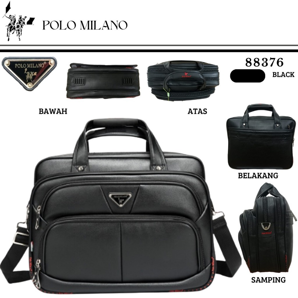 Tas Kerja Kantor Polo Milano Briefcase 18 Inch 88376 / 88377 Selempang Original