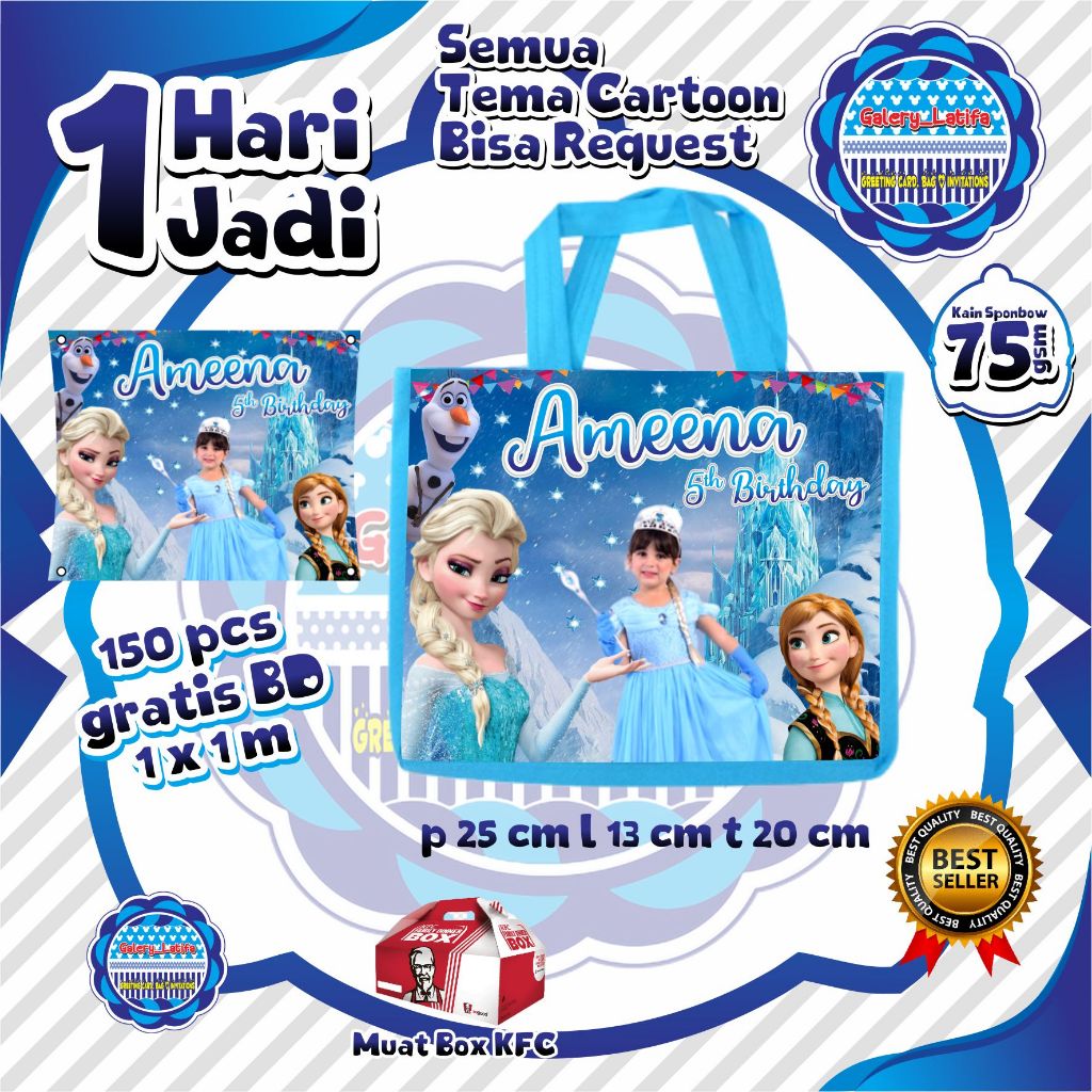 

TAS ULANG TAHUN TEMA FROZEN "BISA REQUEST DESAIN LAINYA