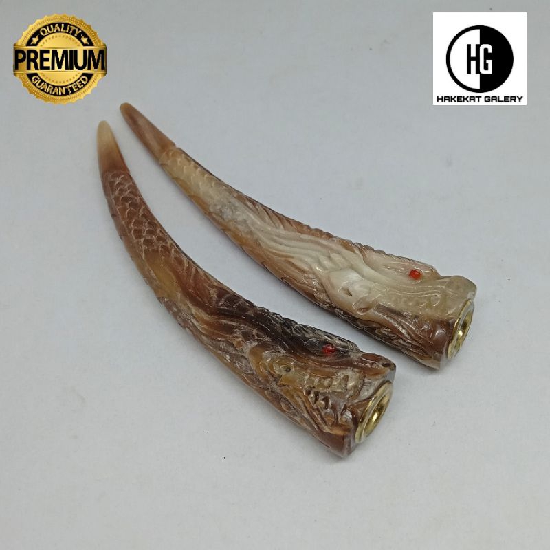 once pipa sedotan tanduk kerbau bule ukir naga h306
