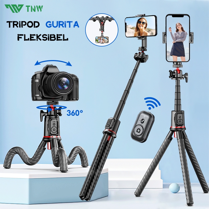 TNW Octopus Tripod Fleksibel Bluetooth Remoter Tongsis Octopus Tripod Selfie Stick Octopus Portable