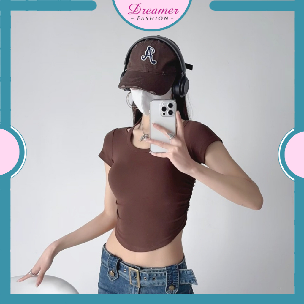 CLEAR STOK DF BJ414 Baju Atasan Kaos Spandek Korean Wanita Sexy Lengan Pendek Leher Tali Leher Fashi