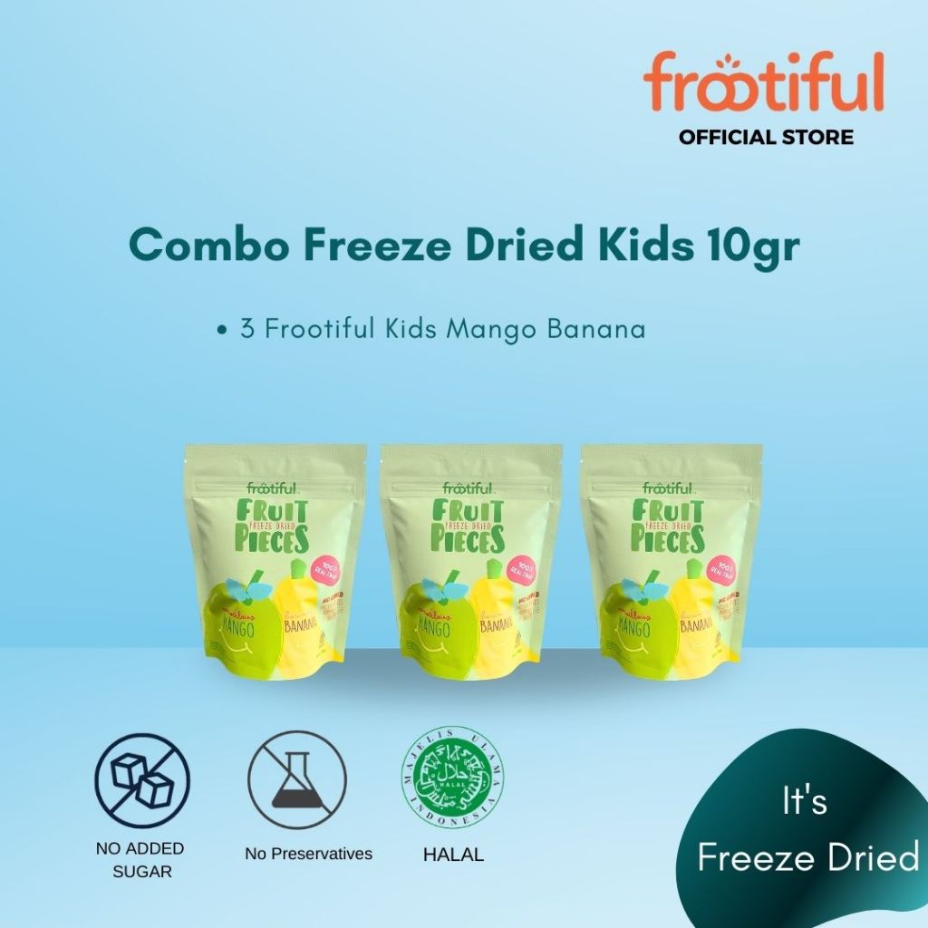 

Combo Freeze Dried Kids Mango Banana 10gr 3 pack