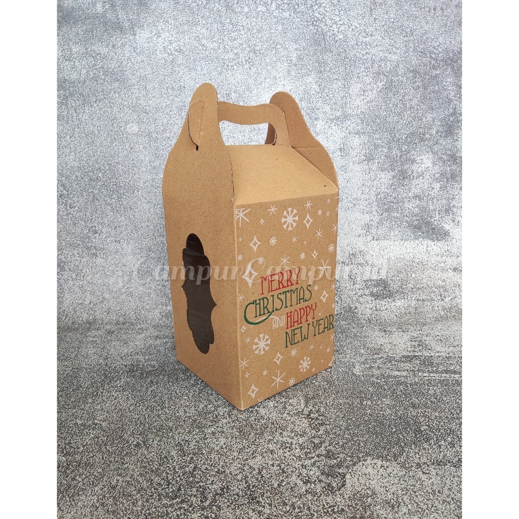 

Box Hampers Natal Merry Christmas Gable Box Kardus Eflute Jinjing untuk Toples isi 3 14x14x20 Box Kue Kering Hampers Natal