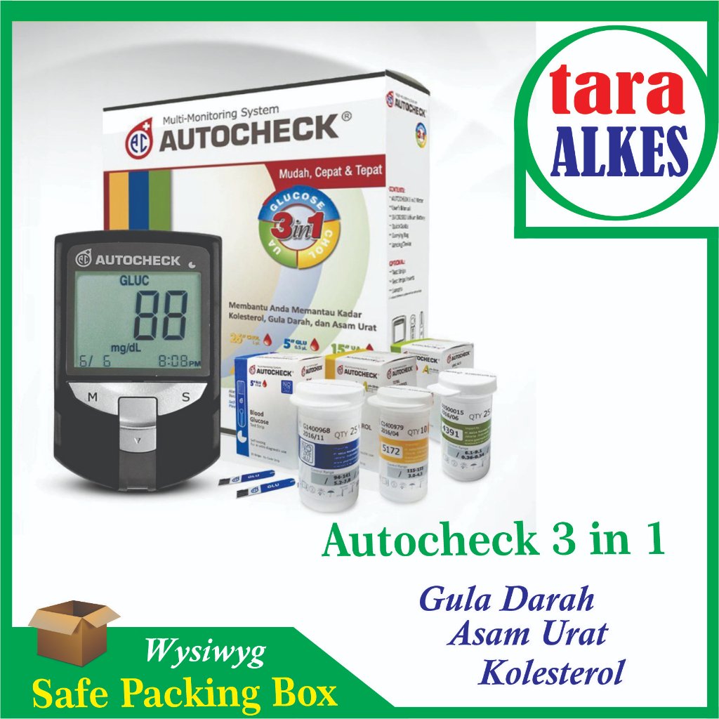 AUTOCHECK GCU 3in1 Alat Tes Alat cek Gula Darah Auto Check 3 in 1