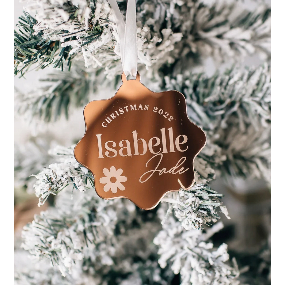

Custom Nama Christmas Ornament Tag Hampers Label Natal Bunga