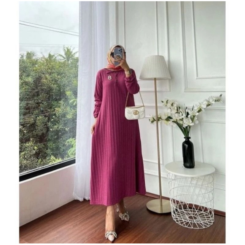 Gamis Laluna Knit Maxline Hornet Gamis kancing busui fit to L-XL