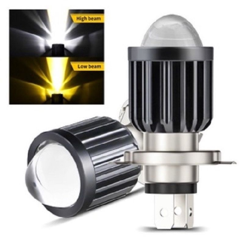 Bohlam Lampu Utama LED H4 Laser AC DC Headlamp Motor High Low Putih Kuning Vixion Byson New Scoopy