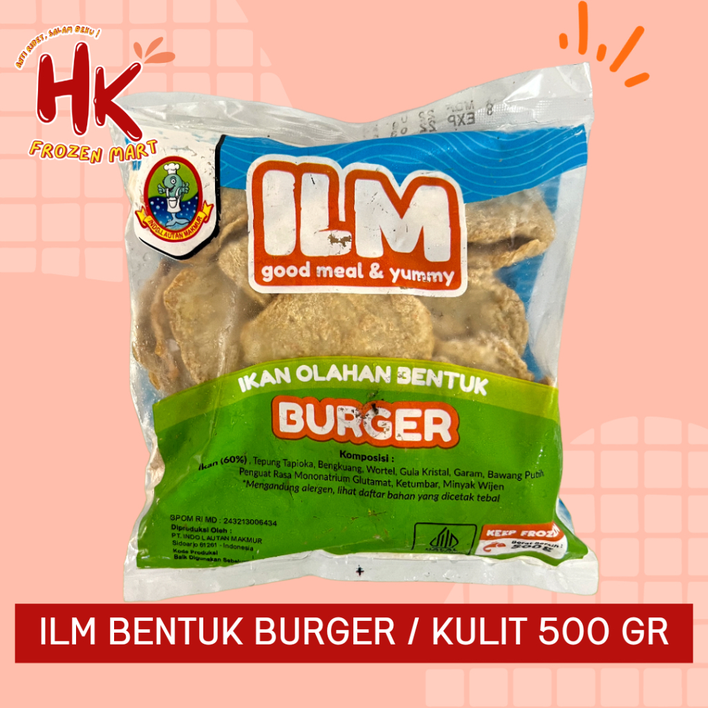 

ILM Burger / Kulit 500gr | Ikan Olahan bentuk pempek kulit goreng HK Frozen Mart