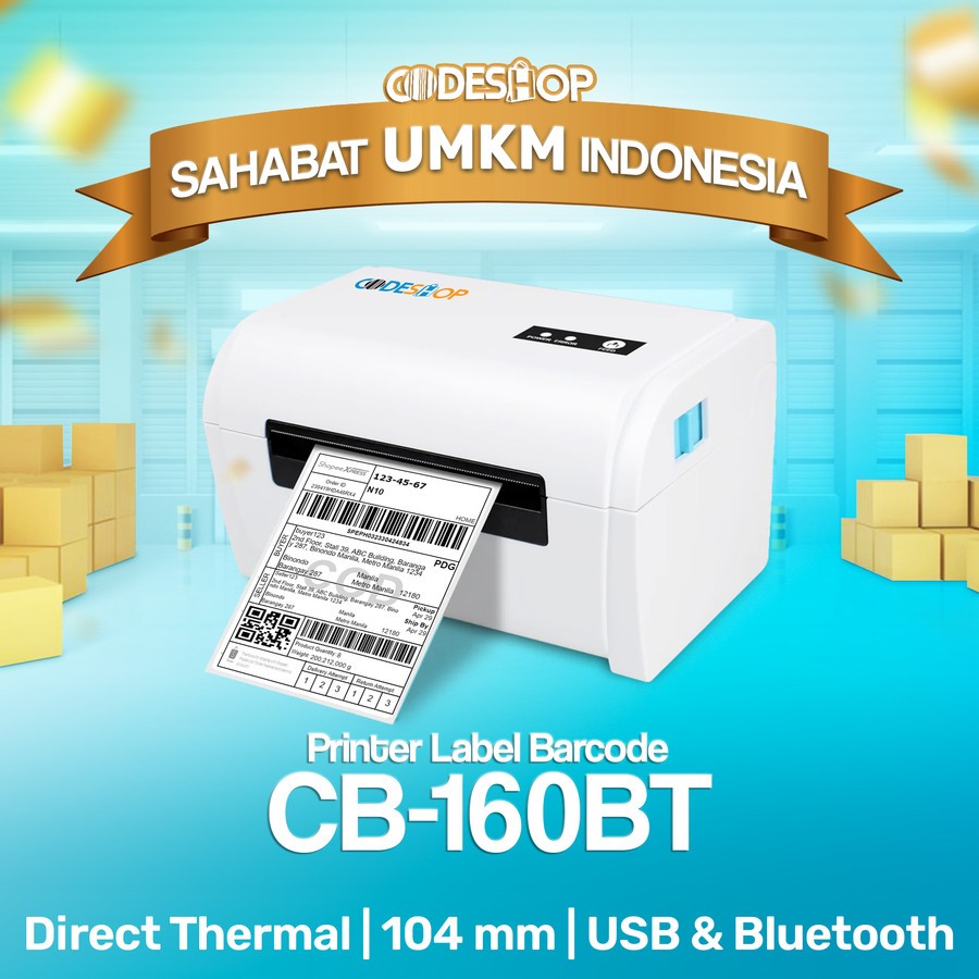 Cetak Resi Codeshop CB-160 BT Printer Barcode (Bluetooth+USB) Printer Resi Online Shop