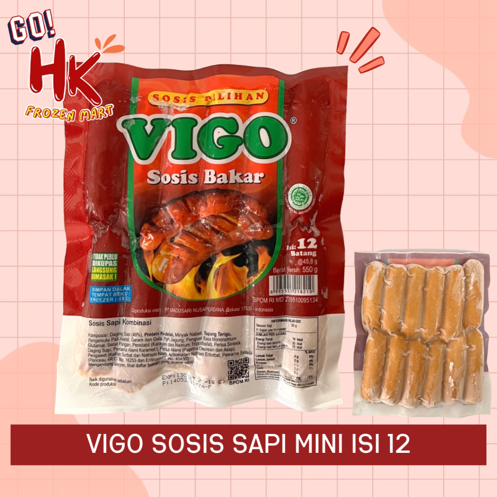 

Vigo Sosis Sapi Bakar Mini isi 12 pcs | beef sausages premium HK Frozen Mart