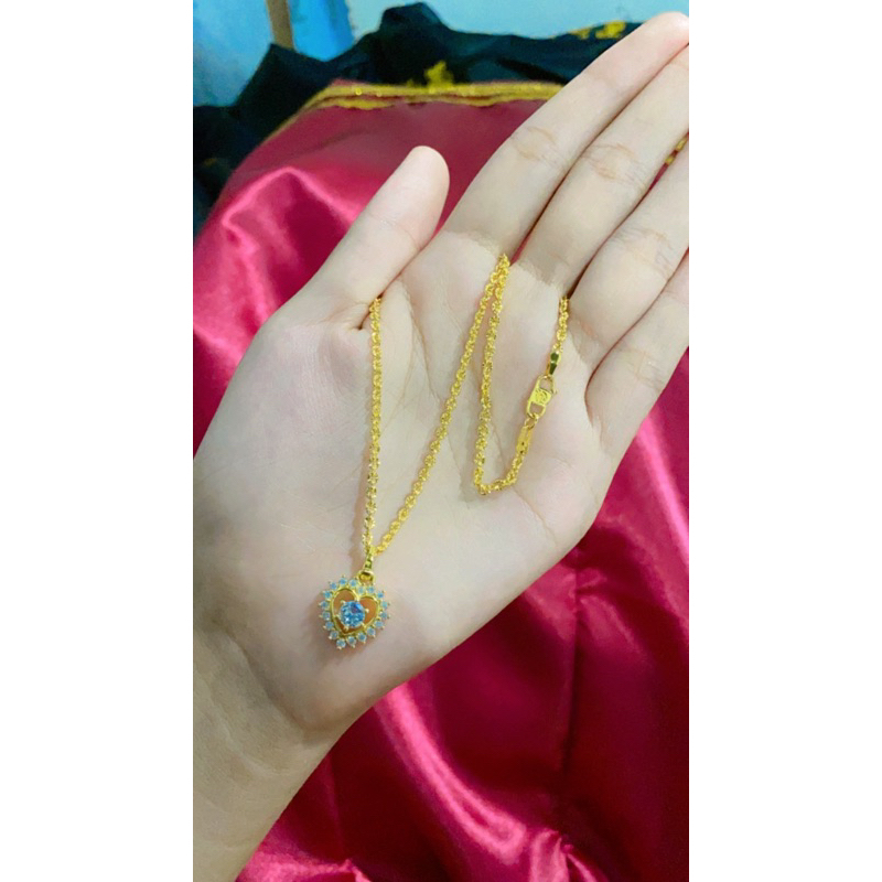 kalung liontin love permata full