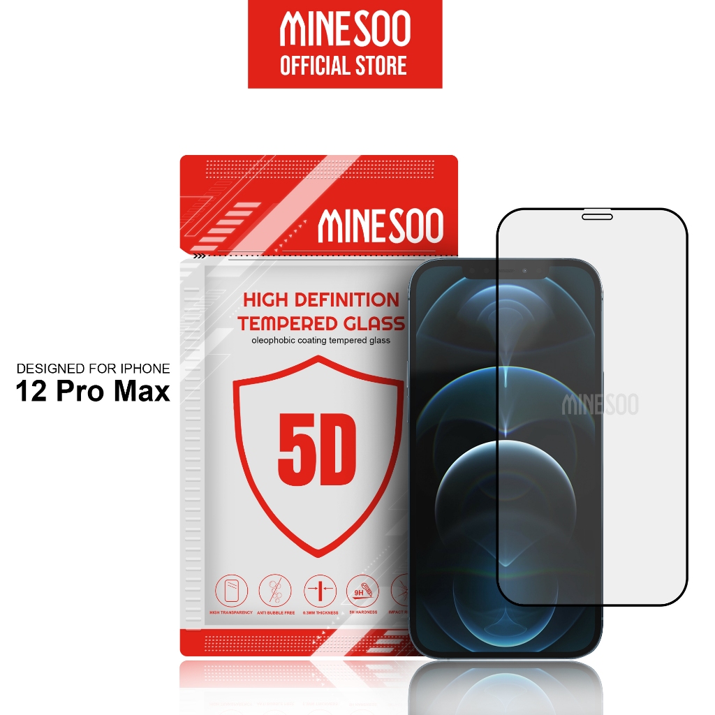 Minesoo 5D Anti Gores Super Premium for iPhone 12 PRO MAX Full Cover Premium Glass Full Screen 16 16