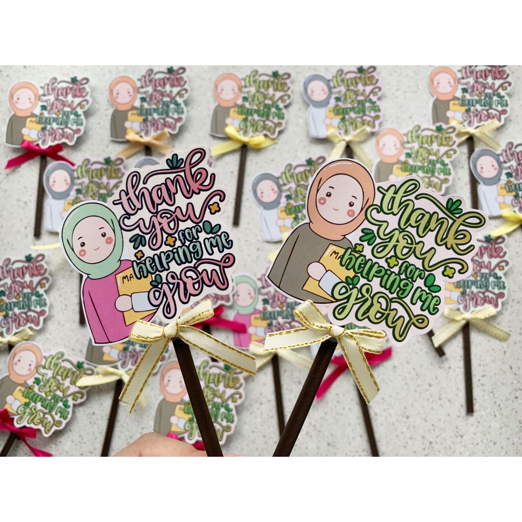 Topper Thankyou TEACHER tusuk utk hiasan cake tumpeng Topper thank you GURU Happy teacher day