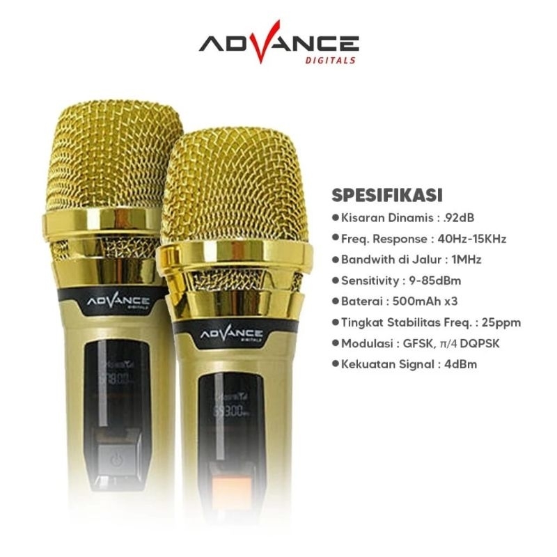 ADVANCE Microphone Mic Advance 206 Double Mic Wireless