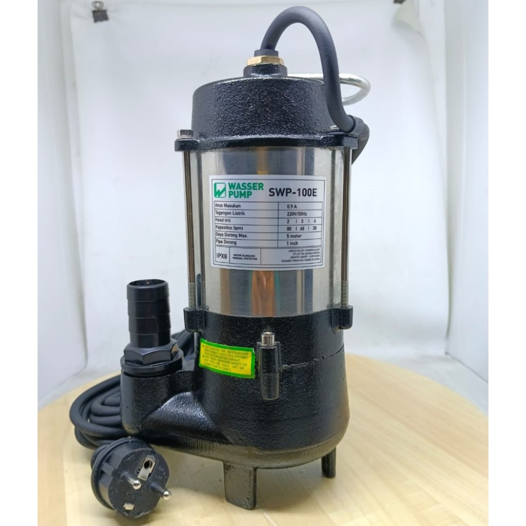 POMPA CELUP AIR KOTOR 1 INCH WASSER SWP 100 E MANUAL 100 WATT STAINLESS STEEL kolam ikan koi