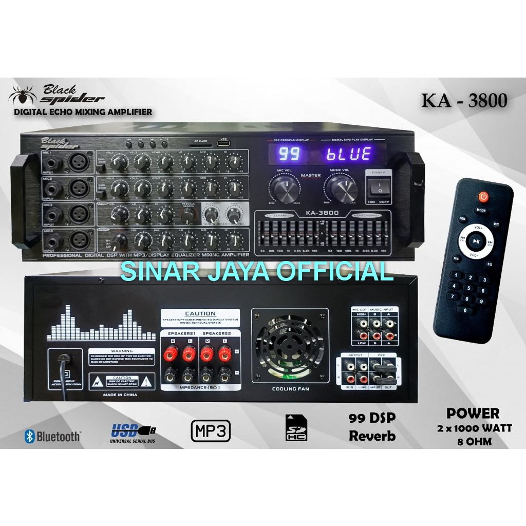 AMPLIFIER BLACK SPIDER KA 3800 KA3800 VIDEO IN OUT KEY CONTROL