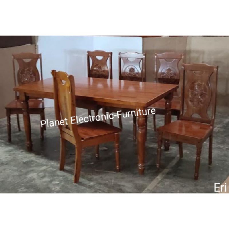 Meja Makan kayu solid dengan 6kursi  Meja Cafe  Dining Table  Dining Set 6person  Meja Restoran prom