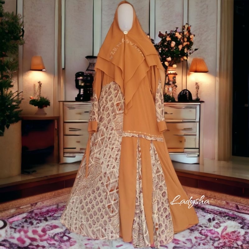 Cuci Gudang SET Syari GAMIS ZENA COKLAT CERUTY